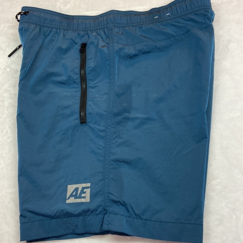American Eagle Teal Shorts Swim/Hiking/Camping Drawstring Zippered Pockets S